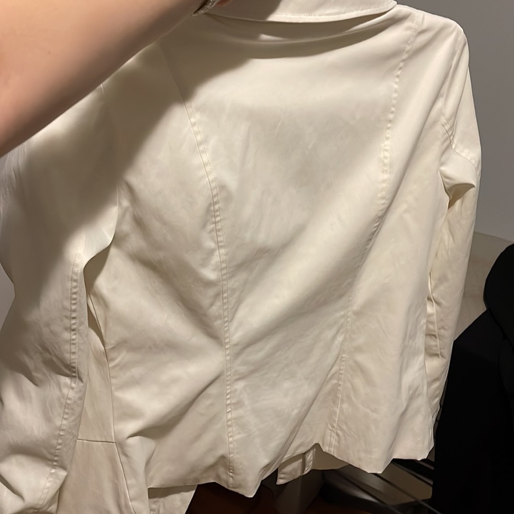 For Cynthia Ivory Ruffle Zip Front Jacket Size Small Lightweight - Picture 6 of 6